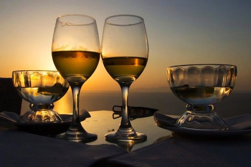 Wine Glasses at Sunset