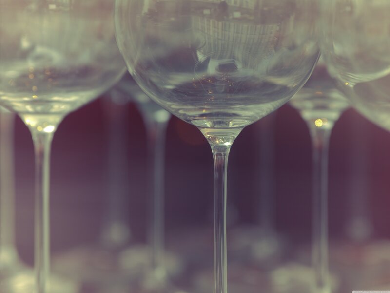 wine glasses in a row