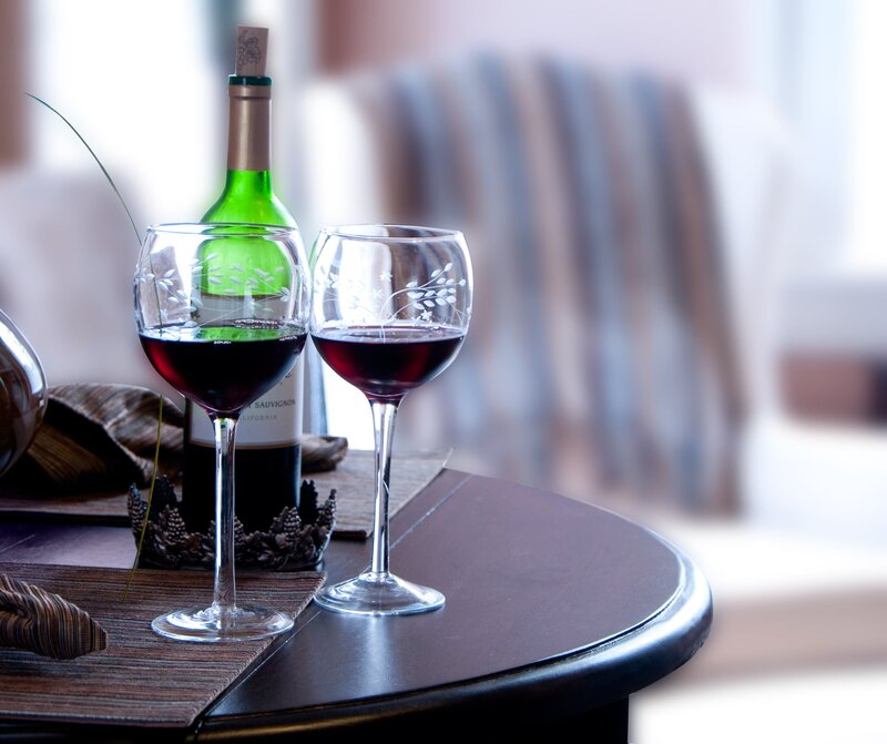 Wine glasses on a table