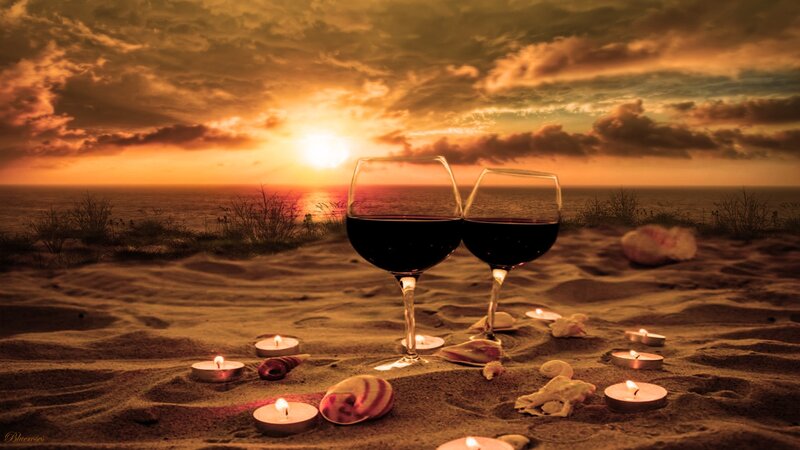 Wine Glasses on Beach
