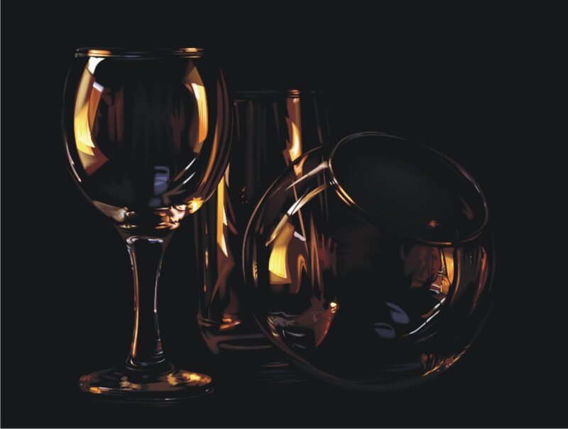 Wine Glasses on Black