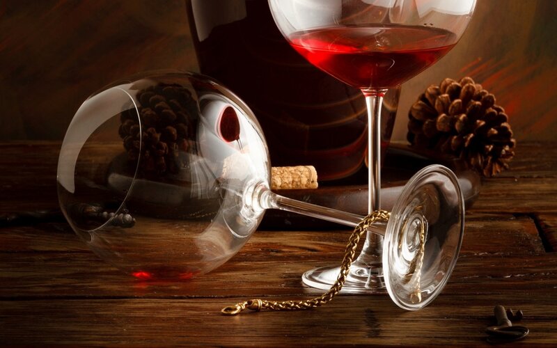 Wine Glasses on Wood