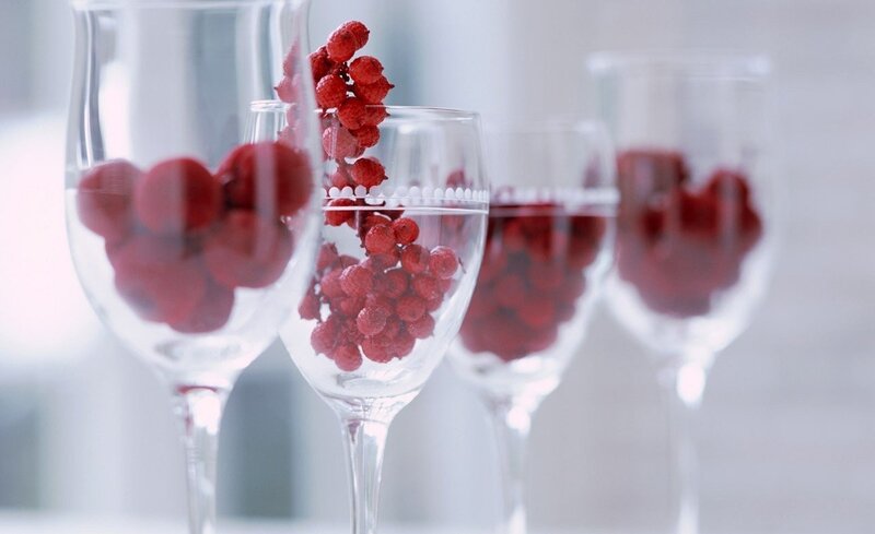 Wine Glasses with Berries — Red