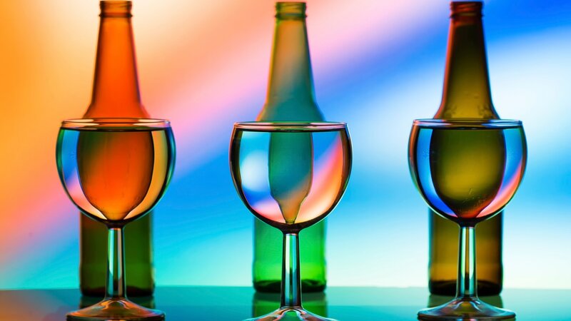 Wine Glasses with Bottles