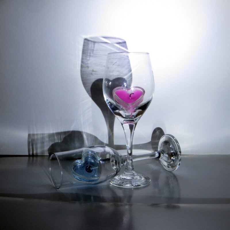 Wine Glasses with Candles — White