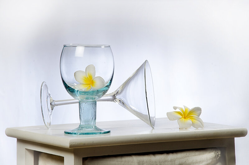 Wine Glasses with Flowers — White
