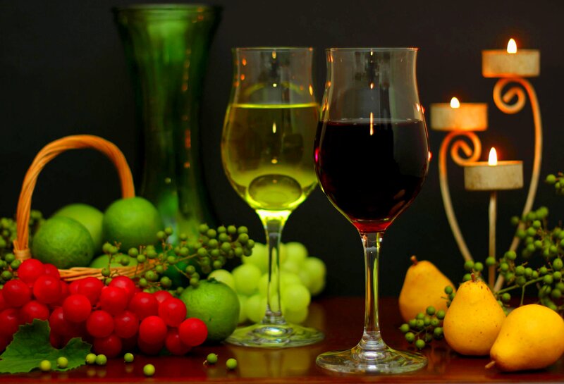 Wine Glasses with Fruit