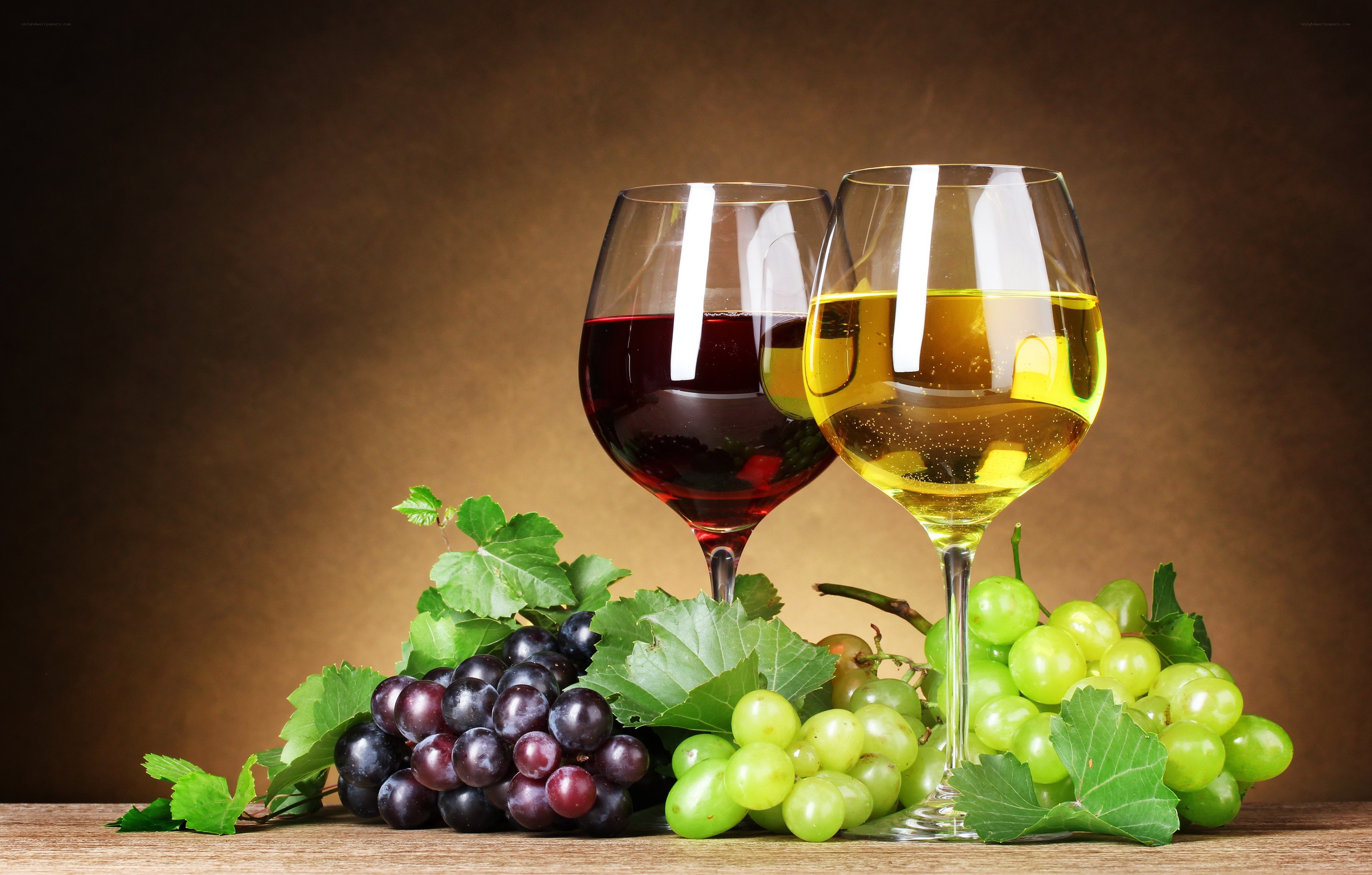 Wine glasses with grapes