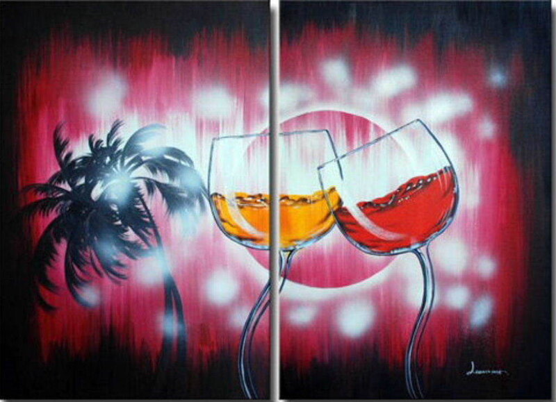 Wine glasses with palm tree