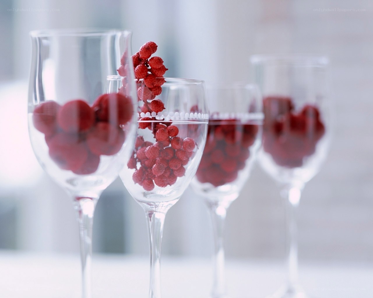 wine glasses with red berries