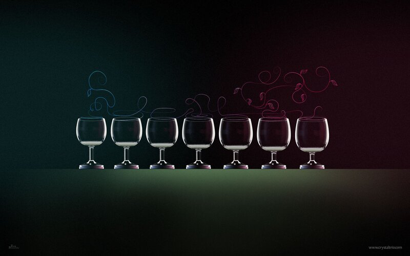 wine glasses with steam