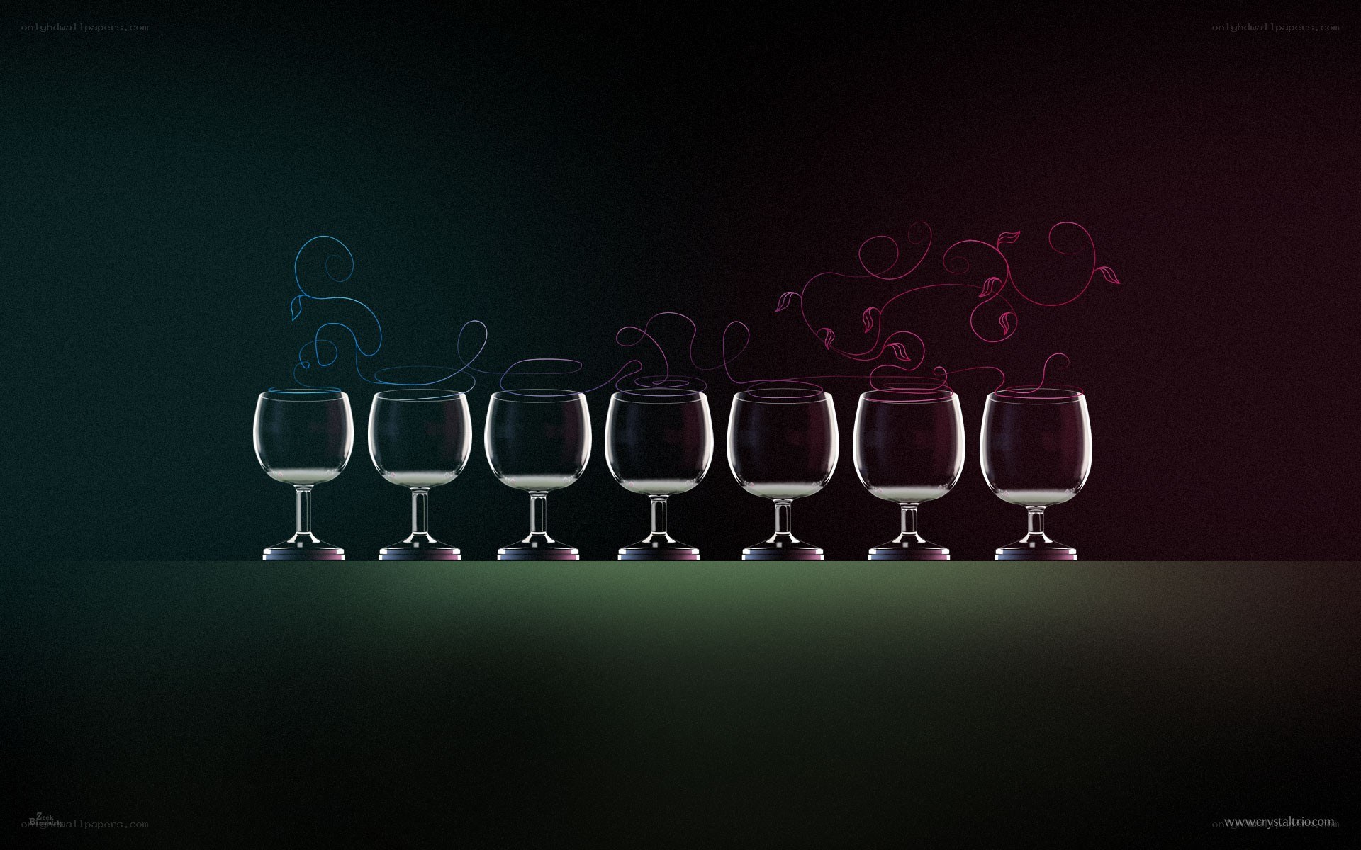 wine glasses with steam