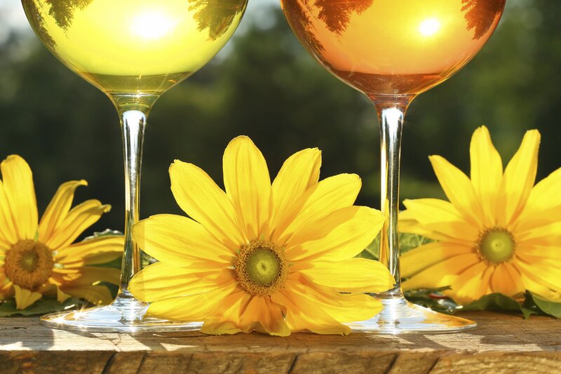 Wine Glasses with Sunflowers
