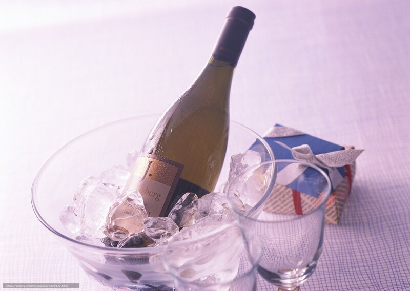 Wine in ice with gift