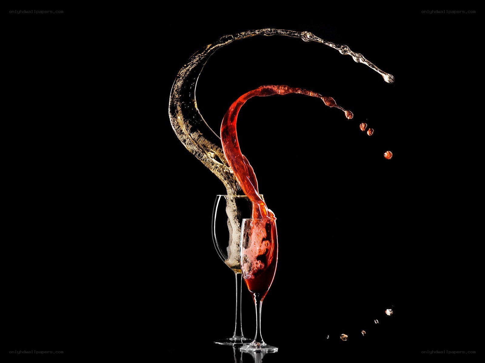 wine splashing in glass