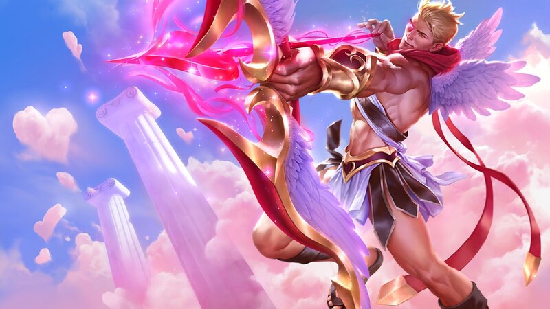 Winged Archer in Sky — Pink, Dramatic
