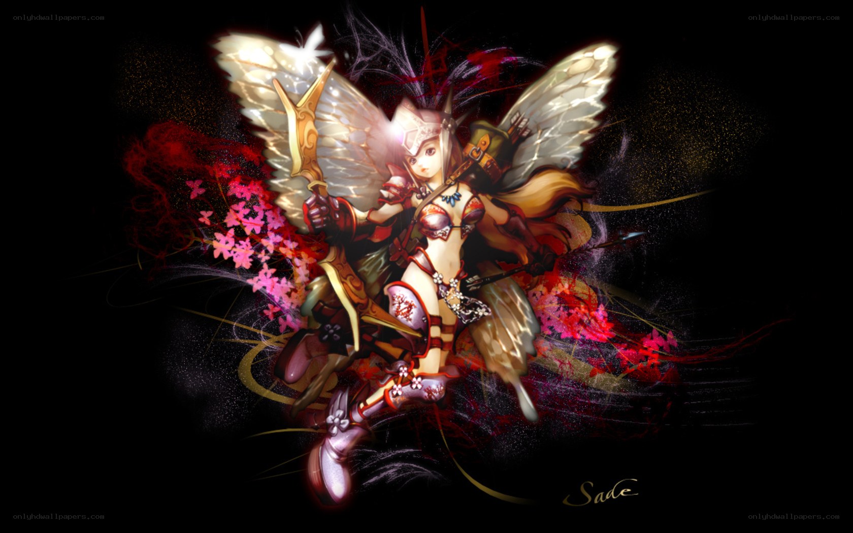 winged archer with cherry blossoms