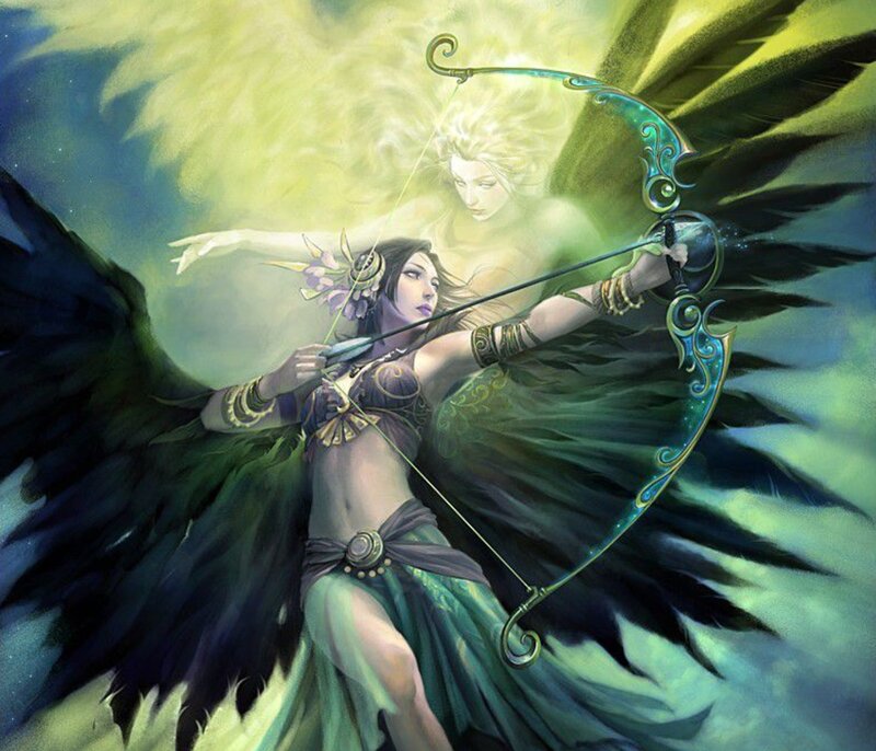 Winged Archer Woman — Green