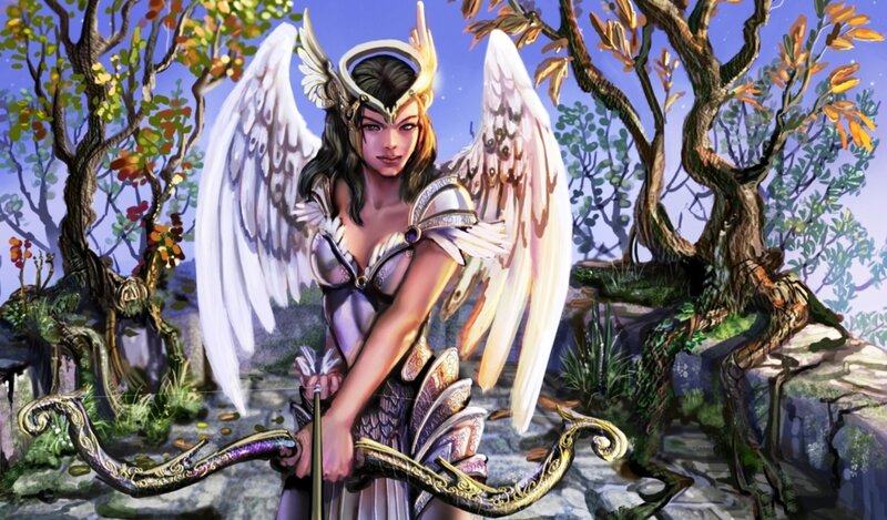 Winged Archer Woman — White