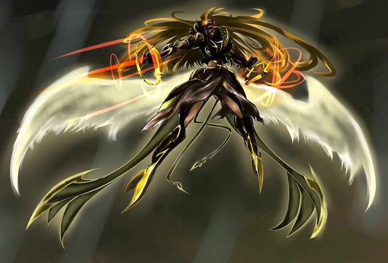 Winged Armored Figure — Black, Dramatic