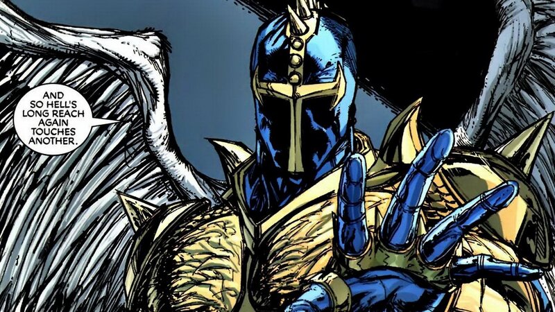 Winged Armored Figure — Blue, Dramatic, Comic, Wings