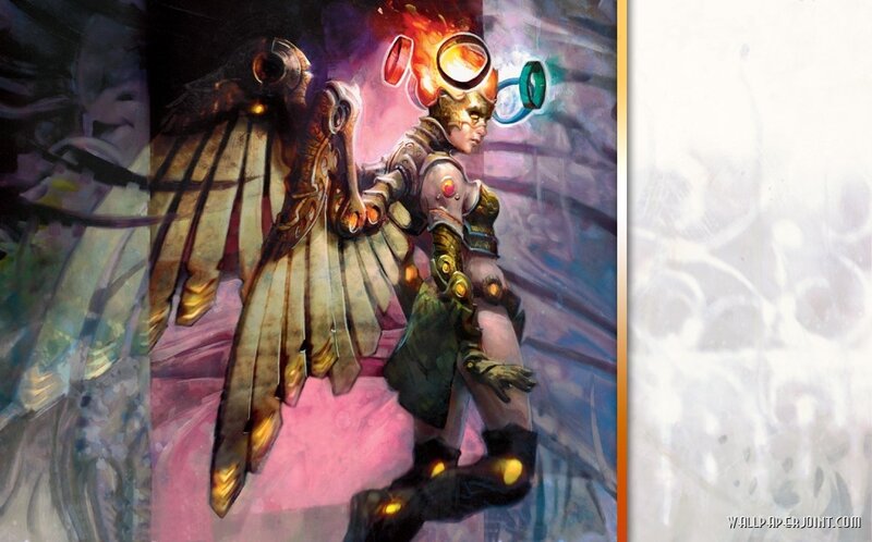 Winged Armored Figure — Purple, Dramatic