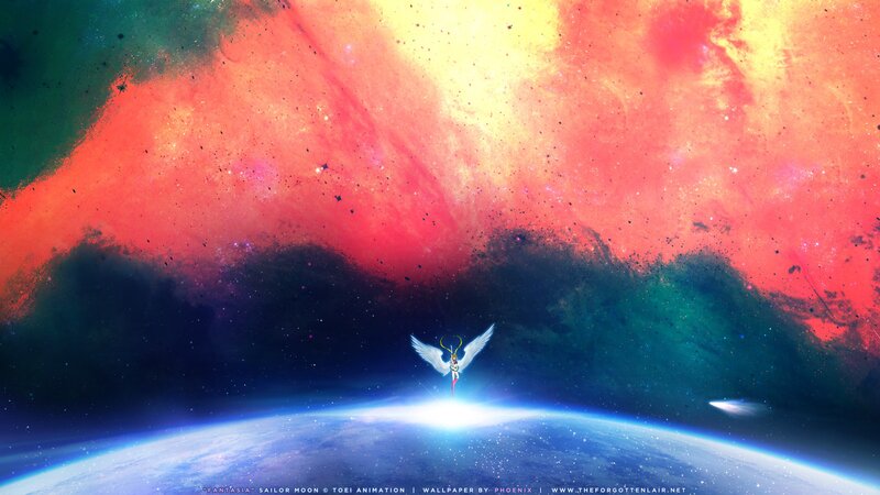 Winged Character Above Planet