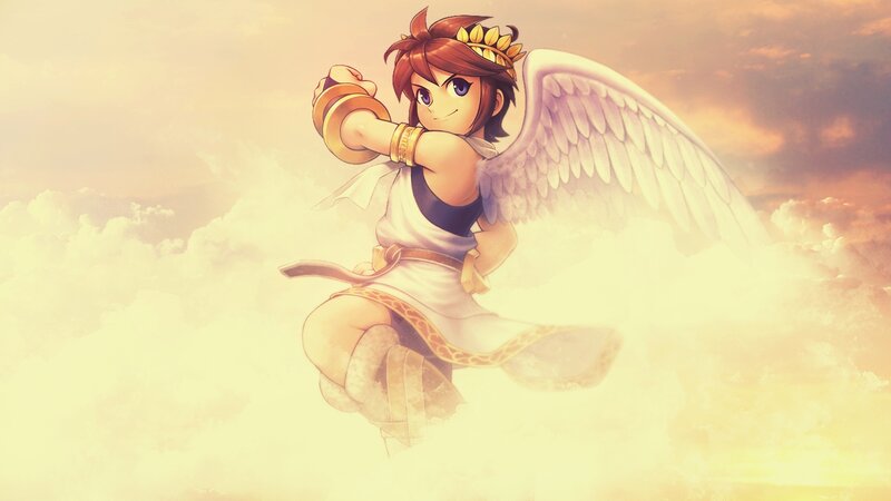 Winged Character in Clouds