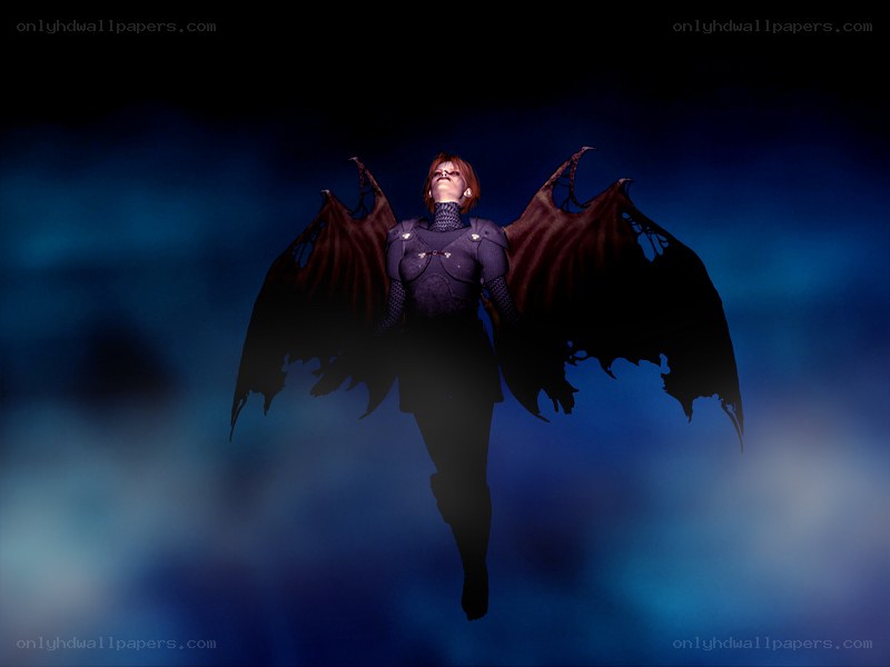winged character in dark armor