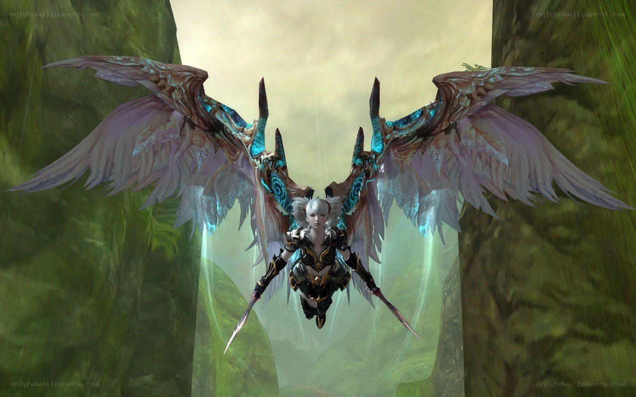 winged character in fantasy setting