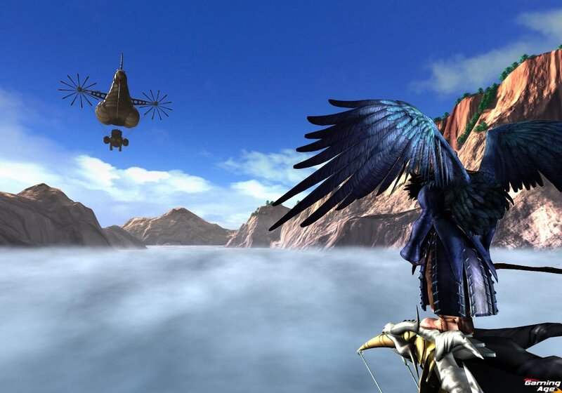 winged character with airship
