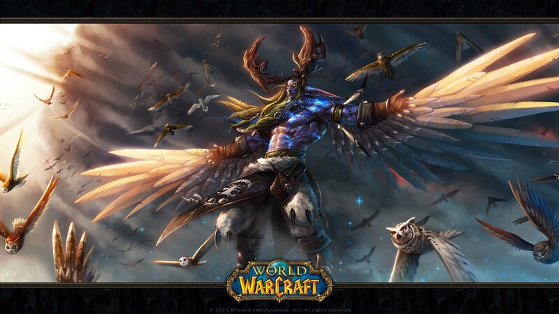 Winged Character with Birds — Blue, Dramatic