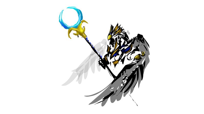 Winged Character with Staff