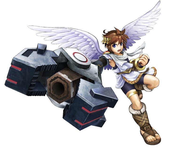 Winged Character with Weapon — White