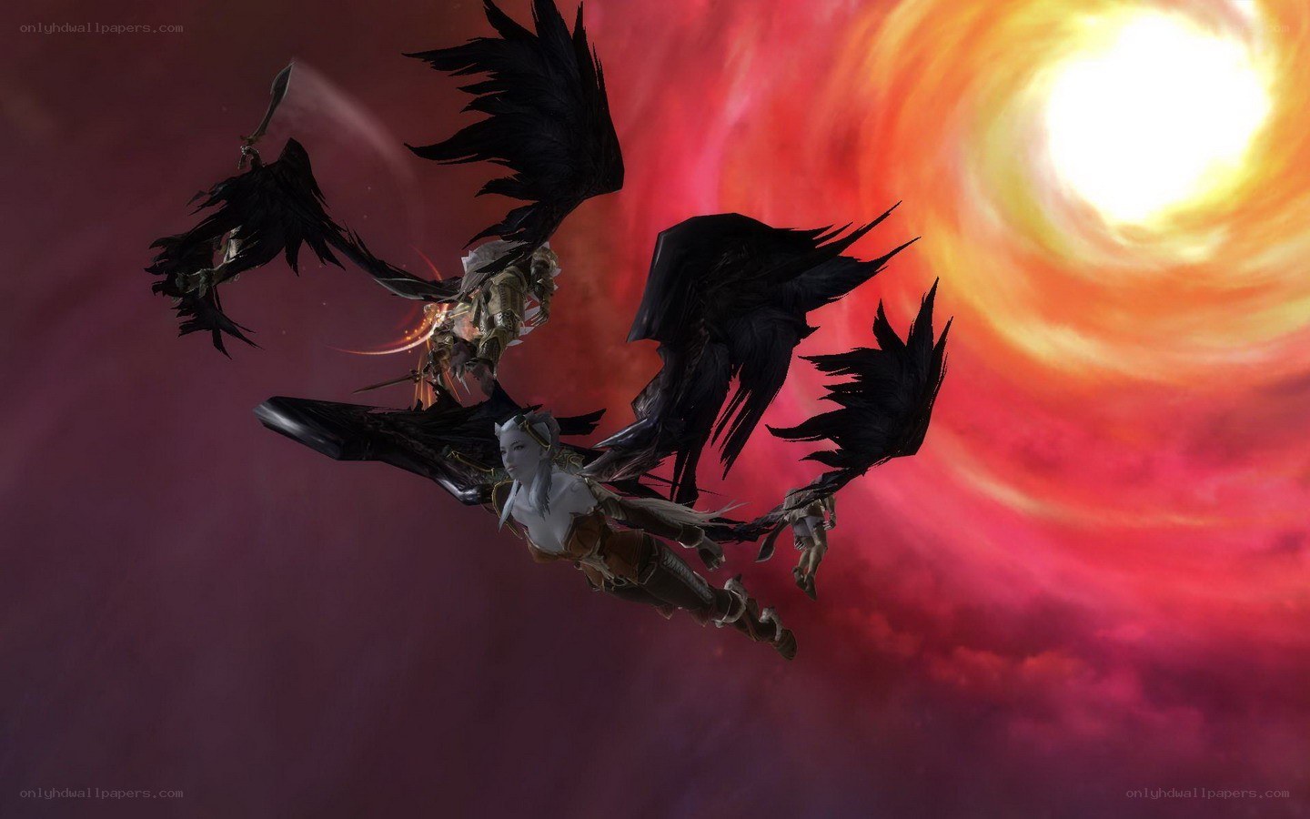 winged characters in a vortex