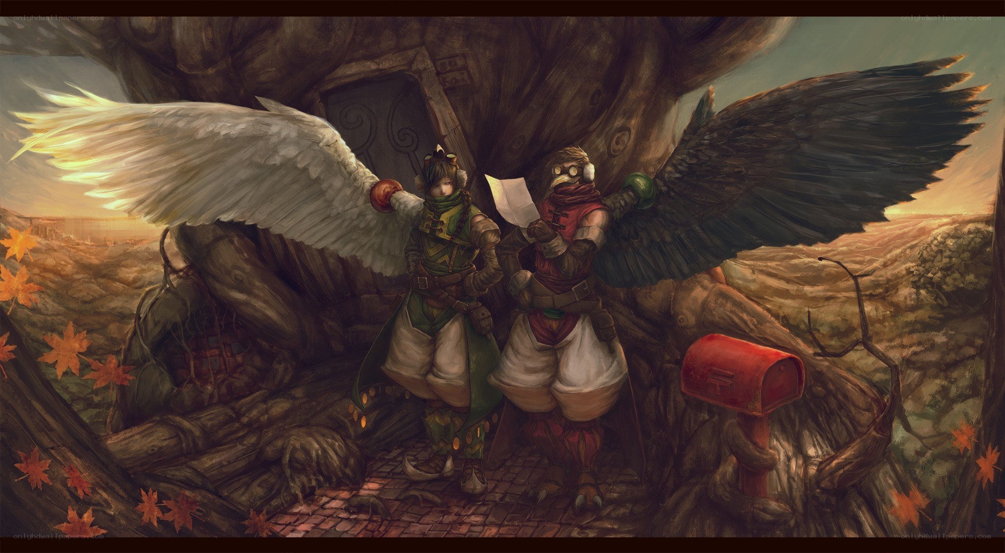 winged characters in tree hollow