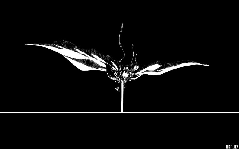 winged creature in black and white