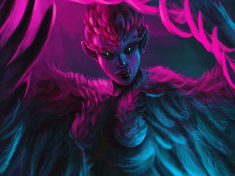 Winged Creature with Glowing Eyes