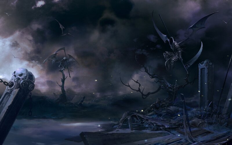 Winged Death Figures — Purple
