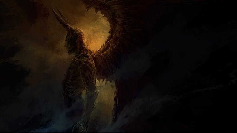 Winged Demon Figure — Brown