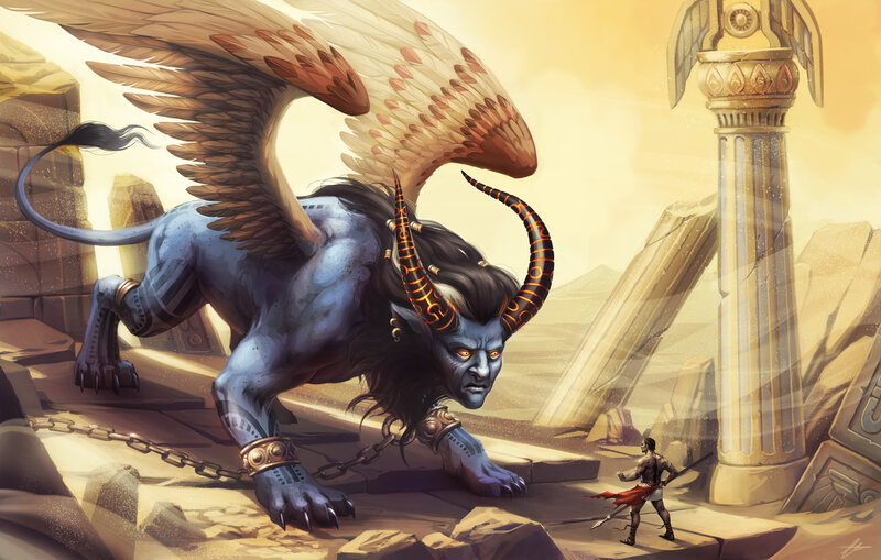 Winged Demon with Horns