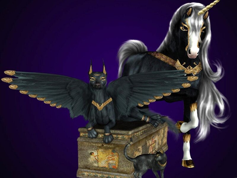 Winged Dog and Unicorn — Purple