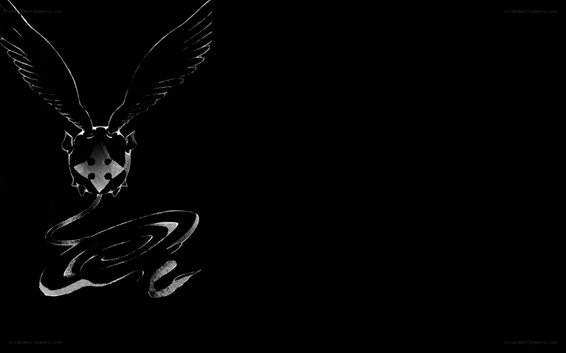 winged emblem with stylized text