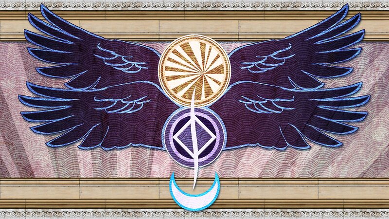 Winged emblem with symbols