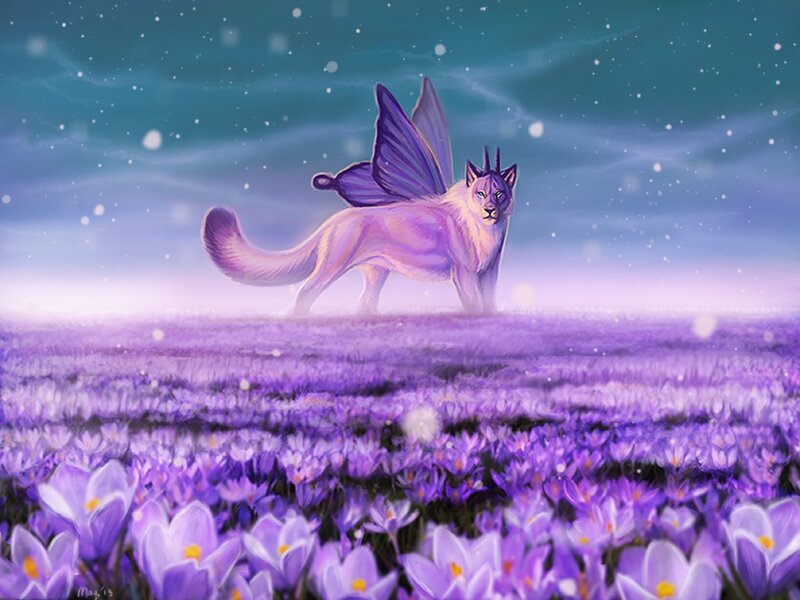 Winged Feline Creature — Purple