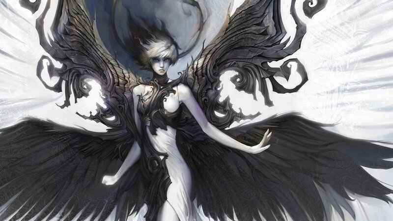 Winged Female Figure — Black