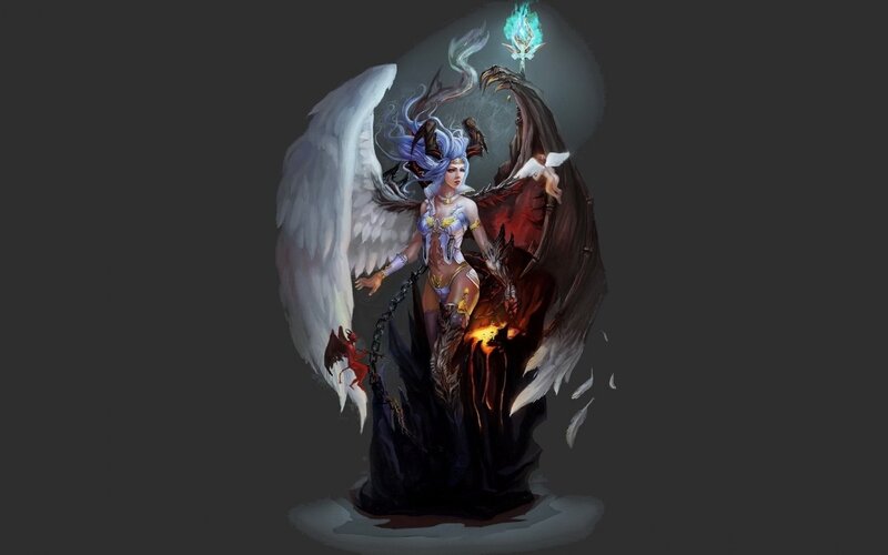 Winged Female Figure — White, Dramatic, Digital Art