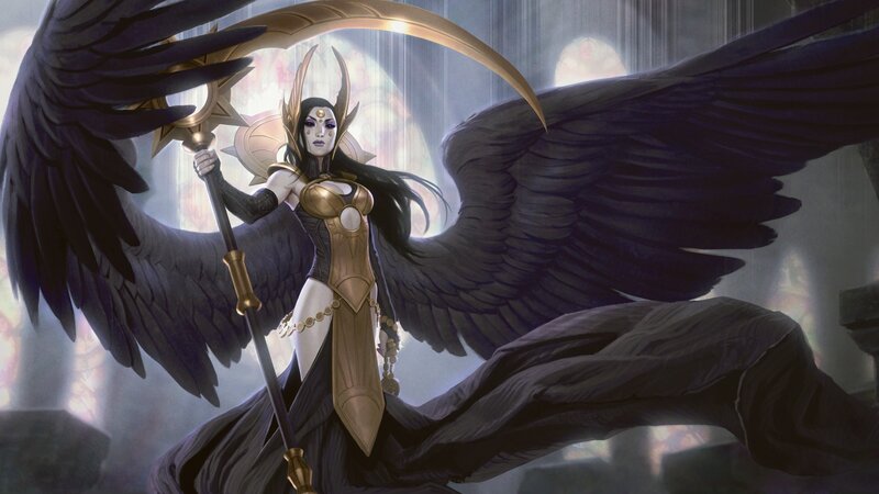 Winged Female Warrior — Black, Dramatic