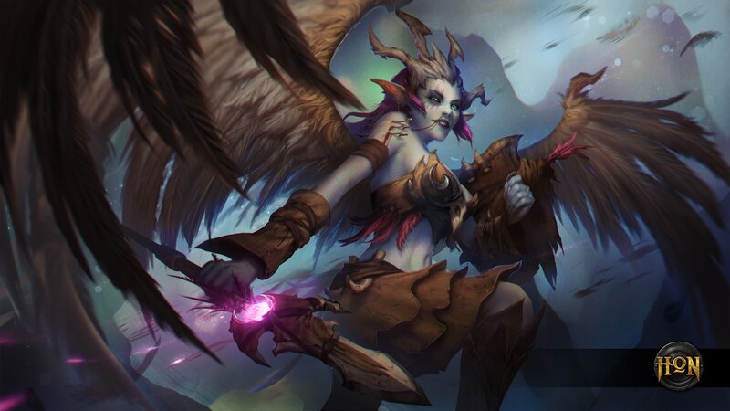 Winged Female Warrior — Purple, Dramatic