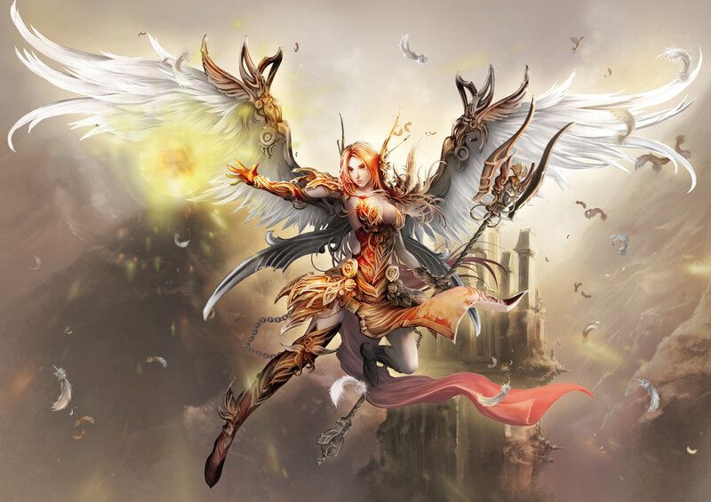 Winged Female Warrior — White